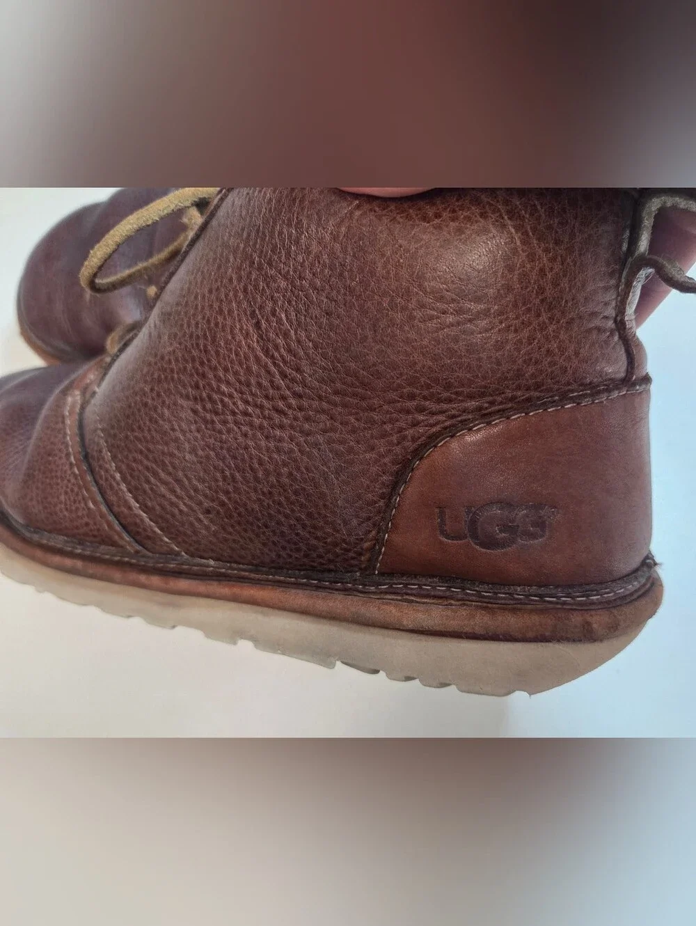 UGG Neumel Chukka Mens Brown Pebbled Leather Sherpa Lined Ankle Boots Size 11